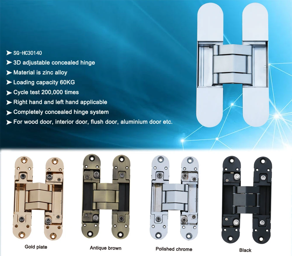 3D Three Way Wood Door Concealed Hidden Invisible Hinges 180 Degree